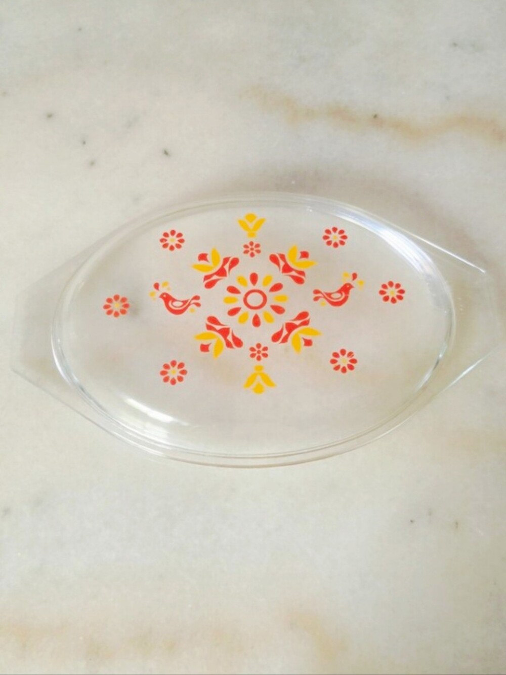 Vintage PYREX Friendship (Red Bird Friendship Birds) Oval Casserole Lid 945 C11